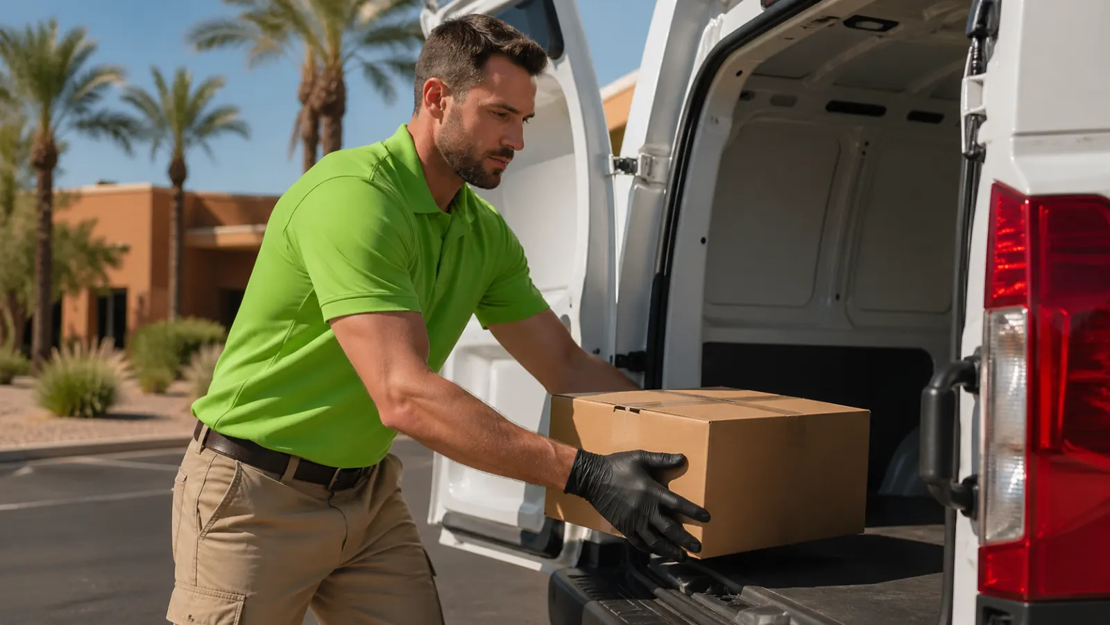 No. 1 Courier driver handling a secure same-day delivery in Phoenix